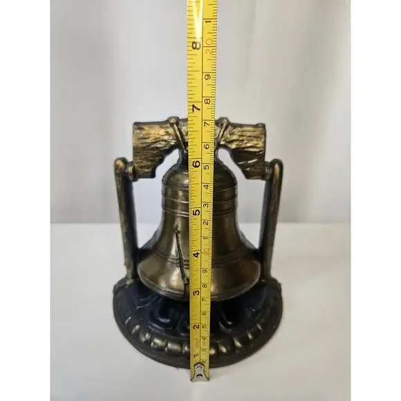 Vintage SCC 1974 Liberty Bell Bookends Brass 6 Tall Marked USA